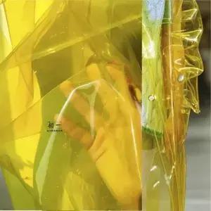 바나나 옐로우 젤리 필름 TPU 원단 디자이너 DIY 소재 천 부드러운 주름 방지 투명 의류 방수 레인코트