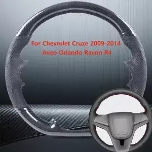 Chevrolet Cruze 20092014 Aveo Orlando Ravon R4 스티어링 휠 그립 용 광택 탄소 섬유 DIY 오리지널 카
