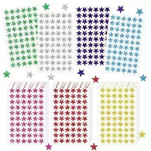 1.4cm 미니 홀로그램 포일 스타 스티커 6002100Pcs 보상 학생 행동 차트 플래너 교실 공예