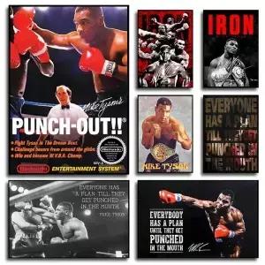 Boxer Lengend Mike Tyson 역사적인 권투 싸움 펀치 아웃 포스터 캔버스 페인팅 피트니스 스포츠 벽 아트