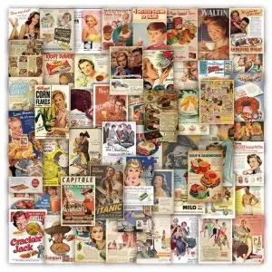 10/30/60pcs 클래식 레트로 포스터 잡지 스티커 빈티지 낙서 데칼 DIY 스케이트 보드 노트북 전화 기타