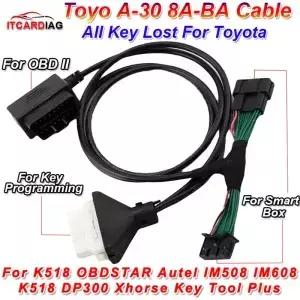 A30 케이블 8ABA for Toyota 4A 스마트 키 모든 분실 K518 OBDSTAR Autel IM508 DP300 Xhorse Key Tool