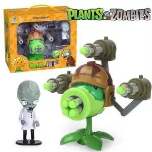 식물 대 좀비 Gatlin Pea Shooter Dr Zombie 정품 게임 장면 그림 장식품 부드러운 실리콘 소년 생일 선물