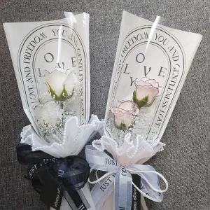 [라인장미 2-3송이] 어버이날 스승의날 부모님선물 비누꽃다발 졸업식 여자친구 생일