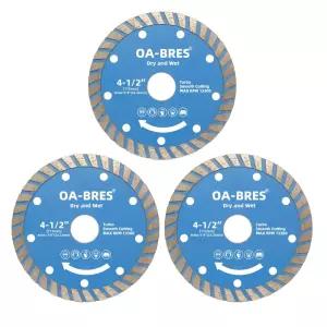 OA-BRE 4-1/2인치 다이아몬드 블레이드 앵글 그라인더용 터보 절단 휠 타일 콘크리트 석조 벽돌 블록 Arbor