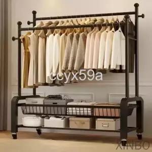  우아플레이스 2단 튼튼한 철제 이동식 행거 트롤리 옷걸이 스탠드