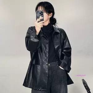 여성 재킷 자켓 블레이저 오버핏 빅사이즈 레더 가죽bcd822