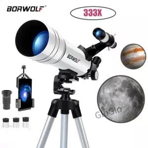 BORWOLF 70400 고화질 천문 망원경 333X 달과 별을 볼 수 있는 조류 관찰 단안