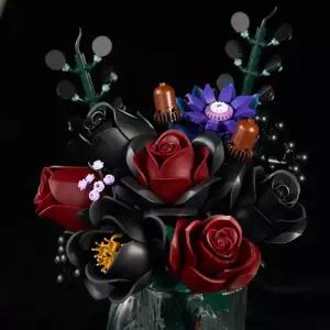 버건디 꽃다발 블록 세트 인공 식물 장미 브릭 컬렉션 룸 홈 데코 크리스마스 선물 성인용