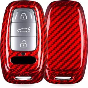 키체인이 장착된 아우디 포브 커버에 T-카본 S3 S6 SQ7 RS6 2023 A6L A6 A7 A8 Q7 Q8 E-트론 2024 스마트