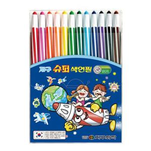 지구화학 슈퍼 색연필 12색 줄무늬 돌돌이 샤프식 컬러링 초등 유치원 입학 미술 준비물