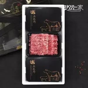 맛있는家 1++ 투뿔한우 구이 모듬 선물세트 400gx3)1.2kg