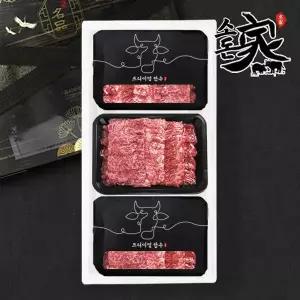 [신세계라이브쇼핑][G][소돈가] 1++ 투뿔한우 구이모듬 선물세트(400gx3)1.2kg