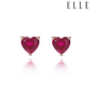 [엘르주얼리] 14K 루비 큐빅 하트 귀걸이 (gold filled) ELGPEE471