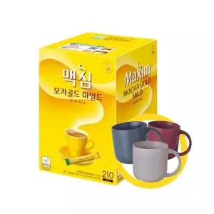 맥심 모카골드 12g 210개입 랜덤 머그컵 티타임 모임 브런치모임 빵 카페인 힐링