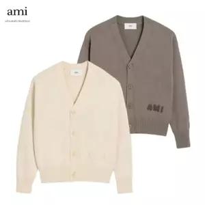 [AMI] 아미 코튼 울 자수 가디건
