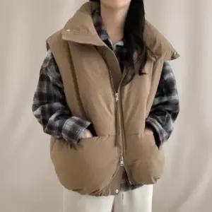 여성 볼륨 하이넥 방풍 퀼팅 패딩 조끼 (42297586)