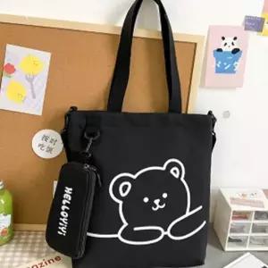 데일리 에코백 귀여운 크로스 데일리 에코백 지퍼 숄더백 탈부착 다용도 캔버스 실내화 중학생 어린이