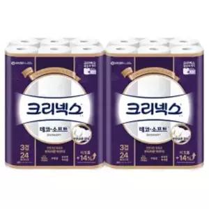 [크리넥스] 천연펄프 3겹 데코앤소프트, 28m, 24롤, 2개