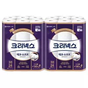 크리넥스 천연펄프 3겹 데코앤소프트, 28m, 24롤, 2개