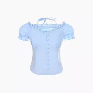 [에고이스트][BLUE LABEL] 홀터넥 러플 블라우스 ES2OBL07
