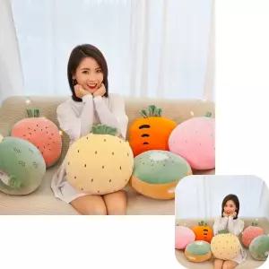 뮤 디자인 따뜻한담요 보온 인테리어 소프트 극세사 과일 무릎 사무실 쿠션 캠핑