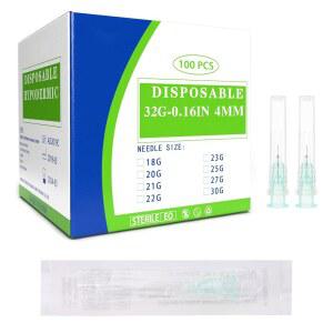 과학 및 산업용 조제용 일회용 조제 바늘 100팩 32GA 4MM 0.16IN 개별 포장