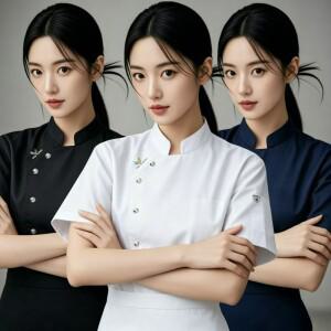 여성용 셰프 재킷 반팔 가벼운  바버 패스트리 주방 웨이터 유니폼