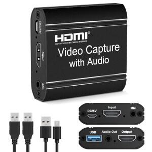 루프아웃 패스스루가 있는 HDMI 비디오 캡처 카드 라이브 스트리밍 녹음용 USB 게임 OBS PS5 SWITCH XBOX PC MAC과 호환 드라이버 없이 플러그 플레이 가능