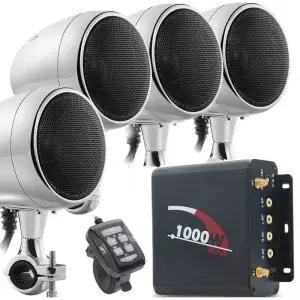 방수 M1000 오토바이 블루투스 스피커 스테레오 오디오 시스템 (1000W 4채널 내장 앰프 USB AUX MP3 입력