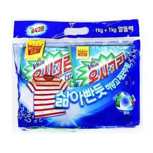 IOW6E26B5 흰옷빨래 옷삶기 옥시크린 표백 분말형 분말제 2개입 1kg 옷얼룩제거 세탁제