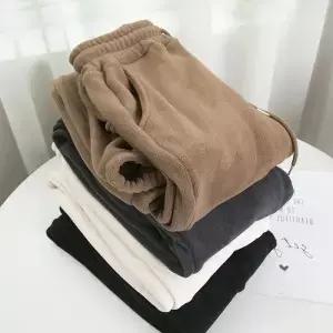 두꺼운 양털 스웨트팬츠 루즈핏 여성 캐주얼 바지 가을 겨울 따뜻한 스포티 트라우저 하라주쿠 스타일