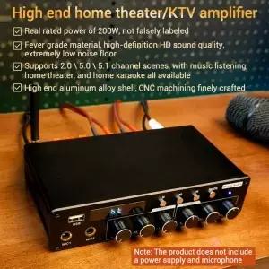 DC 12~24V 홈 시어터 가라오케 앰프 2.0/5.0/5.1 채널 200W 스테레오 Bluetooth 5.0 TPA3116D2 오디오