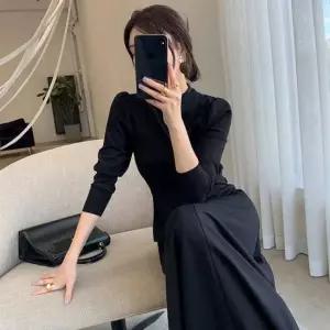 하이넥 모던원피스 롱원피스 하객룩 여성 캐주얼 HL] 셔링소매