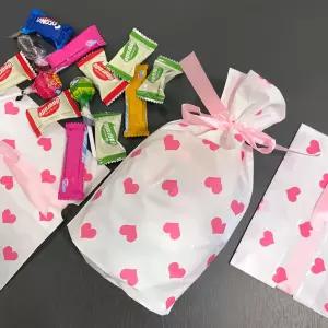 핑크 하트 선물포장 리본봉투 답례품 포장백 30P묶음지 쇼핑 이쁜 구디백 간식지 어린이집 비닐 단체 포장