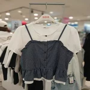 소이주니어 세이브존01 여름 4부체크뷔스티에블라우스 26m 1654