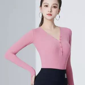 여성 라인댄스복 방송 핑크 긴소매( ) 긴팔 댄스 M 상의 댄스옷 슬림핏