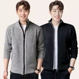 기모안감 남성 하이넥 겨울 니트집업 가디건