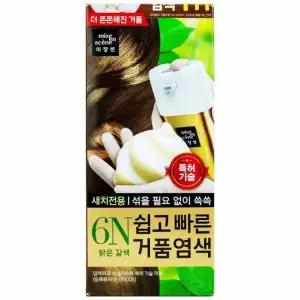 거품염색 쉽고빠른 거품염색약 6N(밝은갈색) 크림염색약 미장센 새치염색