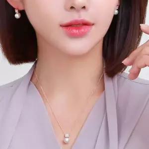 [하프클럽/셀럽하우스]14K 클라라 진주 금 목걸이 금침 귀걸이 주얼리 세트