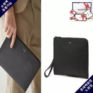 [롯데백화점]헤지스ACC [TD케빈] 블랙 소가죽 지퍼형 클러치백 HJHO4F625BK