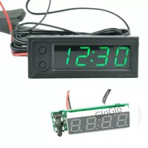 3in1 차량 전압계 시계 LED 디지털 패널 미터 빨간색/파란색/녹색 12V 자동차 전기 오토바이