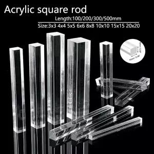 아크릴봉 1-10pcs 아크릴 사각 막대 투명 은못 스틱 플라스틱 스트립 길이 100mm-500mm