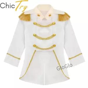작은 소년 왕자 프레 의상 긴 소매 골드 프린지 땋은 벨벳 턱시도 Tailcoat 로얄 코트 자켓 드레스