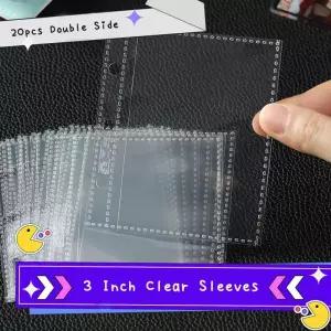 20pcs 바인더 양면 클리어 카드 슬리브 3 인치 엽서 홀더 Kpop 미니 수집 도서 리필 가방