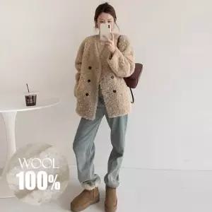 리즈어게인 양모100 램지 뽀글 시어링 코트1372563