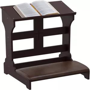 무릎 꿇기 기도를 위한 Gtouse 나무 기도대 쿠션 패드가 있는 가정용 교회 스탠드 의자 집과 패딩 선반