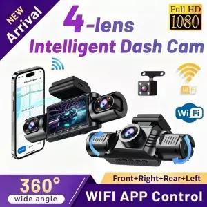 1080P WiFi 4채널 블랙박스 야간 시야 자동 루프 녹화 360도 ° 커버리지 운전 안전 카캠