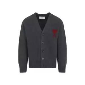 26SS 아미 하트 로고 인타르시아 V넥 가디건 UKC367 018 084 HEATHER GREY DOM