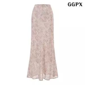 [GGPX] 플라워 나염 허리 밴딩 롱 스커트 (GQBWH014D)